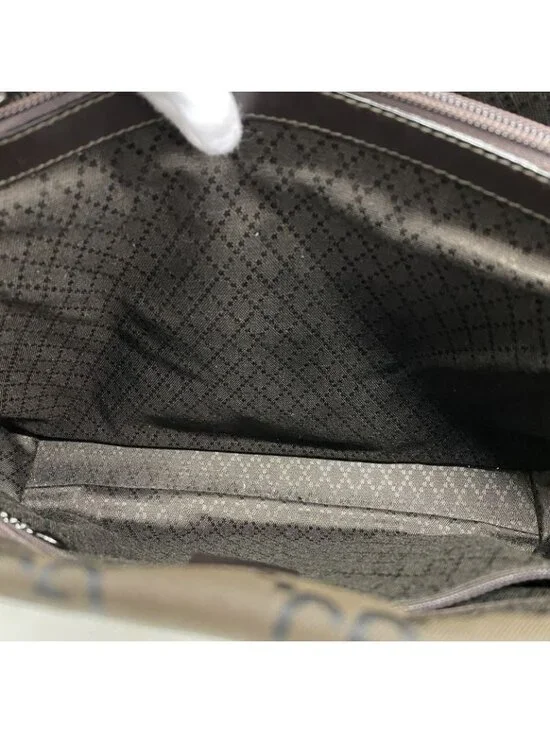 Gucci Tote GG Nylon Bamboo 002 Brown Black Silver - Picture 8 of 9